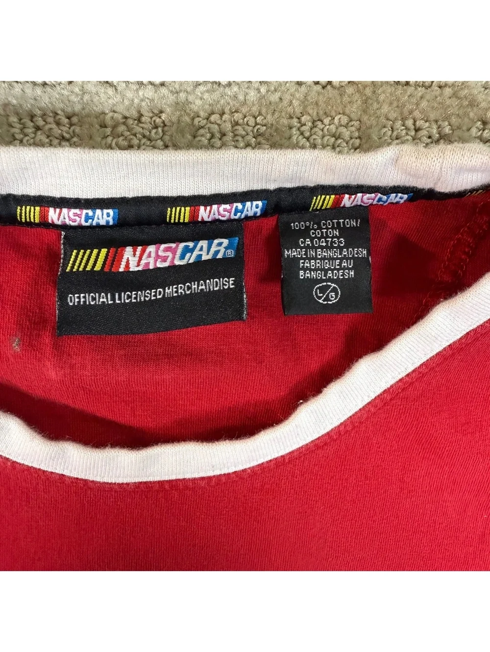 NASCAR Racing Ringer T-Shirt Red Large Graphic Tee - Picture 3 of 6